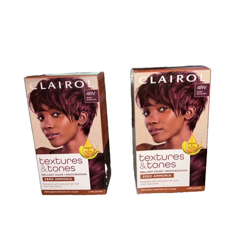 Clairol Textures Tones Permanent Hair Dye #4RV Berry Burgundy Hair Color New X 2